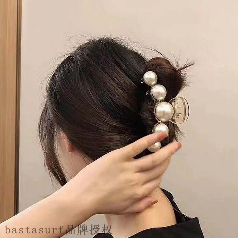 新品Pearl hairpin back head bath grab clip female large Kore - 图2