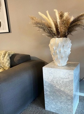 轻奢大理石卡白底座柱子石墩家居玄关电视柜酒店商场落地方柱现货