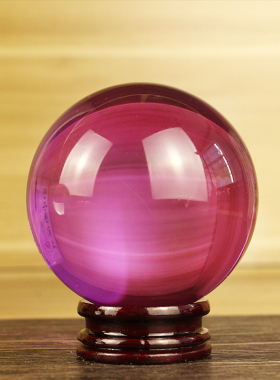 红粉水晶球客厅摆件黄水晶紫水晶白水晶蓝玻璃球风水大号家居饰品
