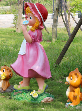 卡通小红帽玻璃钢摆件户外花园林景观庭院装饰品商场店铺美陈雕塑