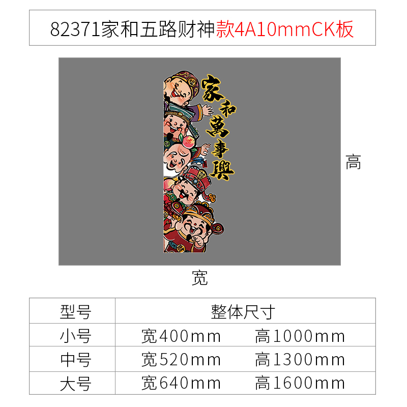 五福禄寿喜路财神爷墙体画自己挂件装饰玄关入户临门口贴纸电梯厅 - 图1