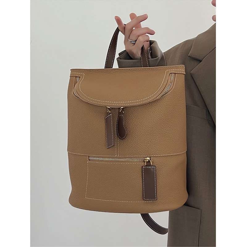 推荐Men's and Women's Niche Casual Large Bag Genuine Leather - 图2
