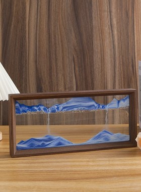 创意实木相框流沙画摆件3D立体解压沙漏高档商务家居装饰品