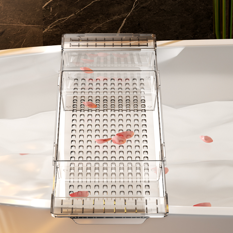 可伸缩浴缸置物架侧边托盘泡澡置物板压克力伴侣浴室架子浴桶支架 - 图2