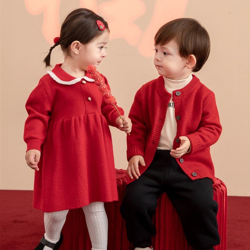 宝宝红色毛衣男童拜年服冬款婴儿周岁礼服过年,淘宝优惠券,粉丝福利购,淘宝优惠卷