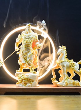武财神关羽招财办公室摆件客厅店铺开业文财O神关公财神爷桌面摆