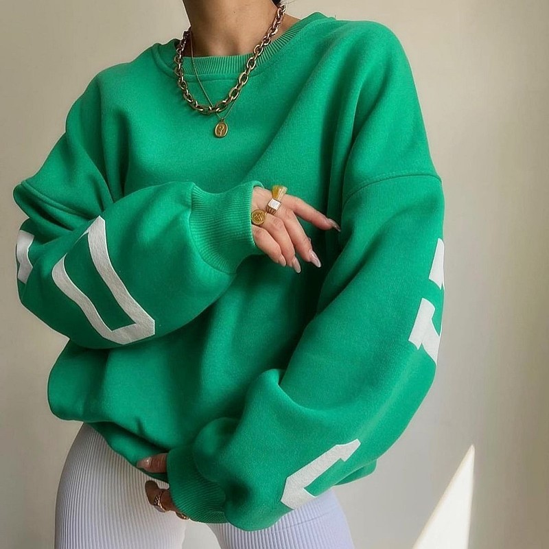 新品Fashion Hoodies Sweatshirts Women Loose Tops Lady Pullov-图0