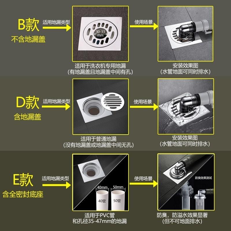 304不锈钢洗衣机地漏防臭器多功能三通两用下水道排水管专用接头-图2