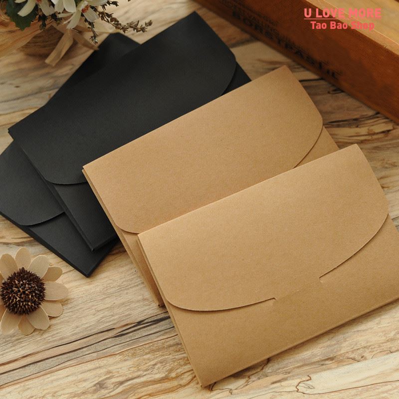 推荐10pcs Black Kraft Paper Cardboard Envelope Bag Wedding I - 图0