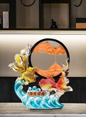 如鱼得水年年有余摆件家居客厅酒柜电视柜玄关装饰品乔迁新居礼品