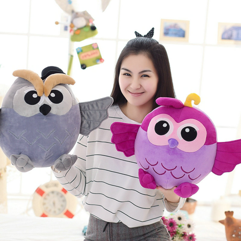 网红25-50cm New Arrive Owl Pillow Plush Toys Colorful Bird D - 图1