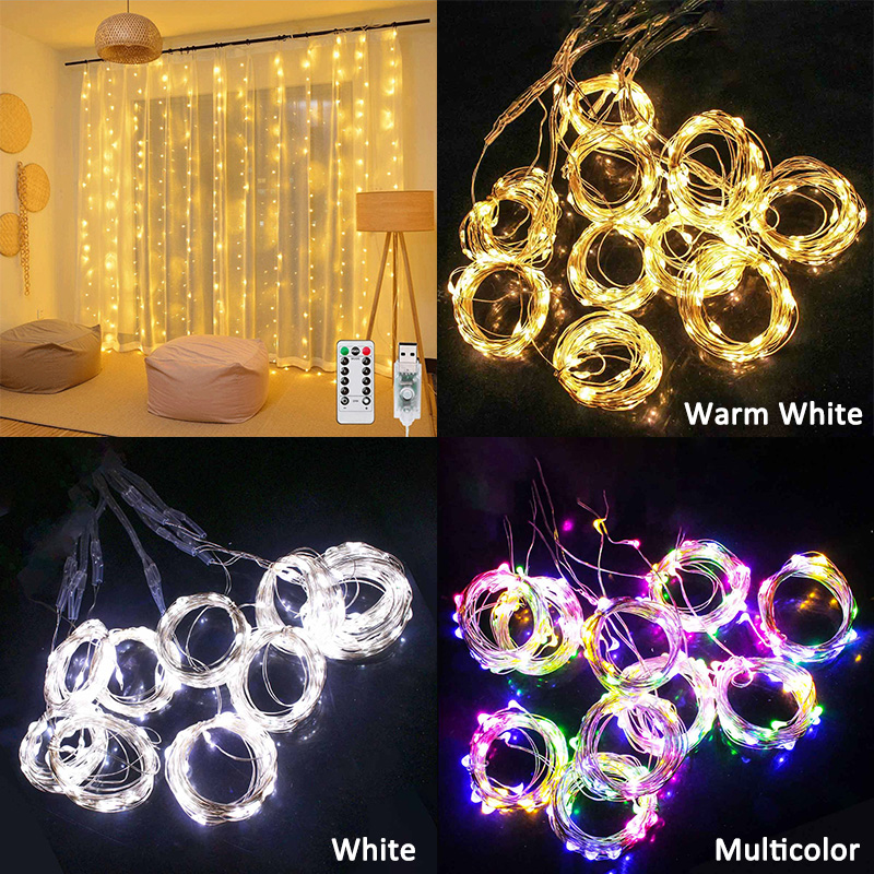 推荐3m 100/200/300LED Curtain String Light Garland Wedding P - 图3