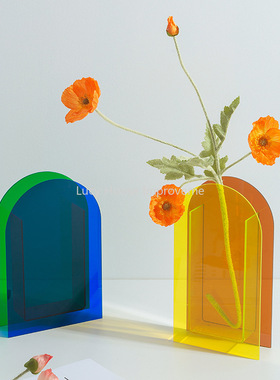 热销Rainbow Color Acrylic Vases Floral Container Decorative