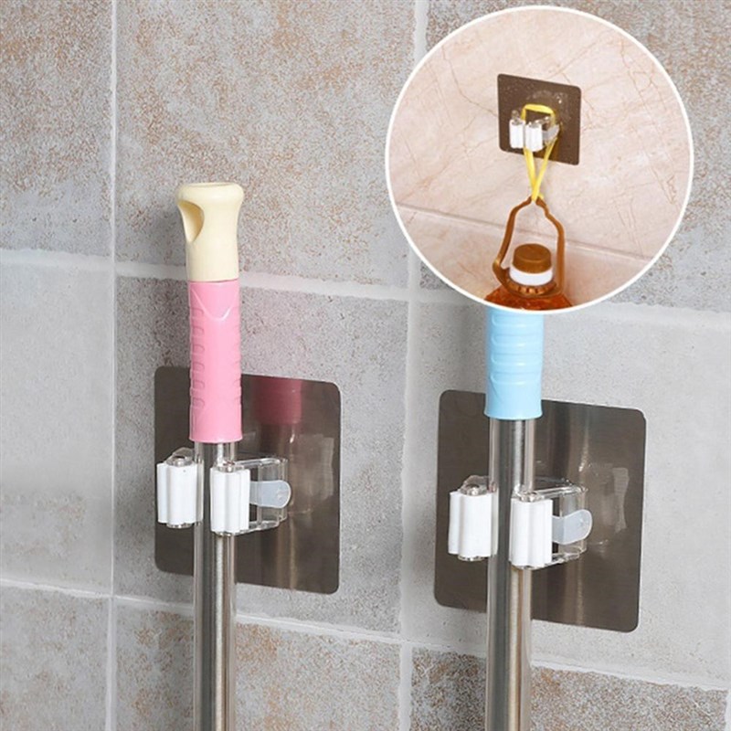 Hanger Mop-Hook-Racks Broom-Holder Adhesive Wall-Mounted Sto - 图0