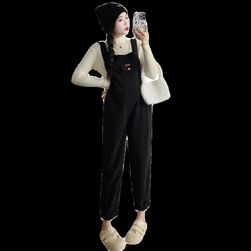 孕妇背带长裤秋冬季2024外穿欧棉绒吊带裤女大码孕妇装小个子冬款,淘宝优惠券,粉丝福利购,淘宝优惠卷