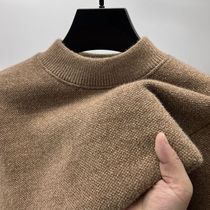 (integrated suede) plus suede thickened semi-high collar sweater for mens autumn winter chenille P warm knit undershirt line clothing