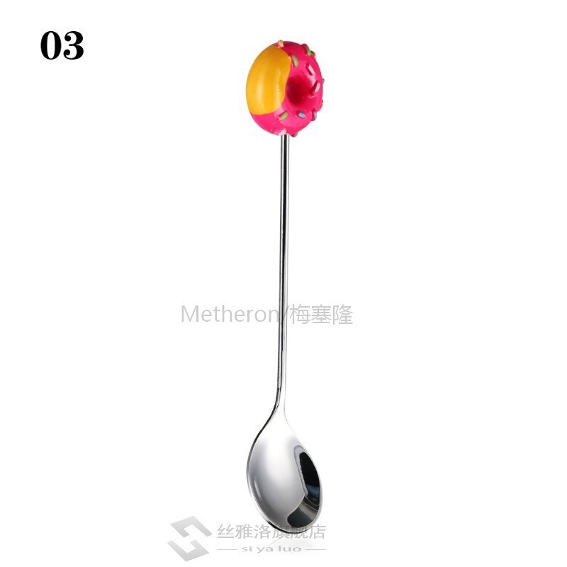 推荐New Mini Stainless Steel Lovely Doughnut Dessert Spoon k - 图1