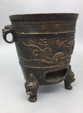 纯铜炭炉煮茶炉温酒炉火炉茶道煮水木炭茶道煮茶器复古老式全铜炉