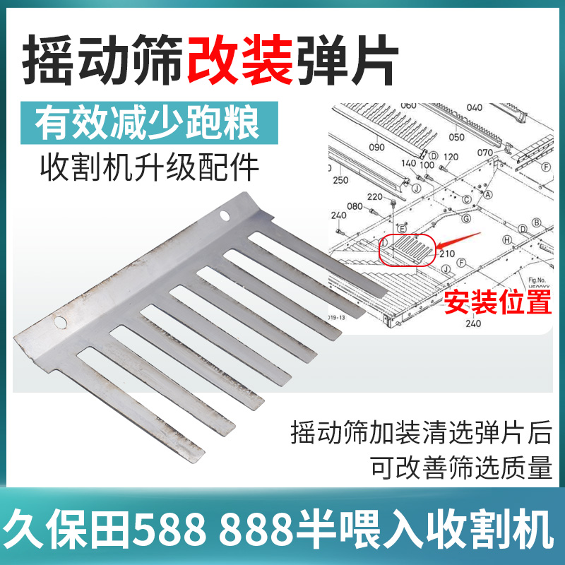 装收割机588收788 888割配件振动筛P改田防跑粮钢片清选-图2