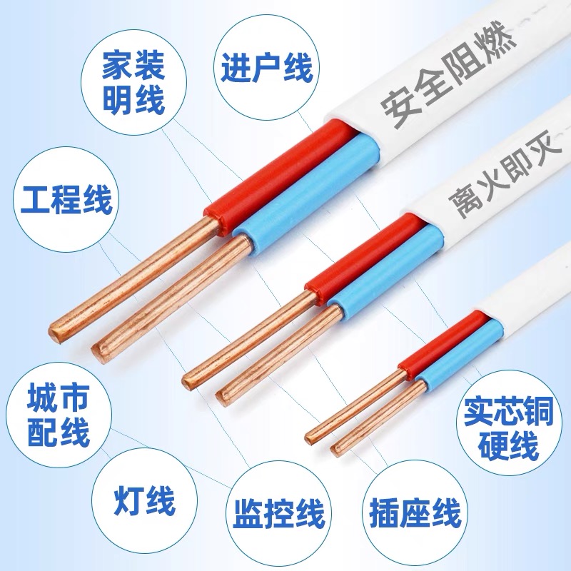 杭州中策电线bvvb2.5平方护套线2芯3芯4芯家装电线国标纯铜电源线 - 图0