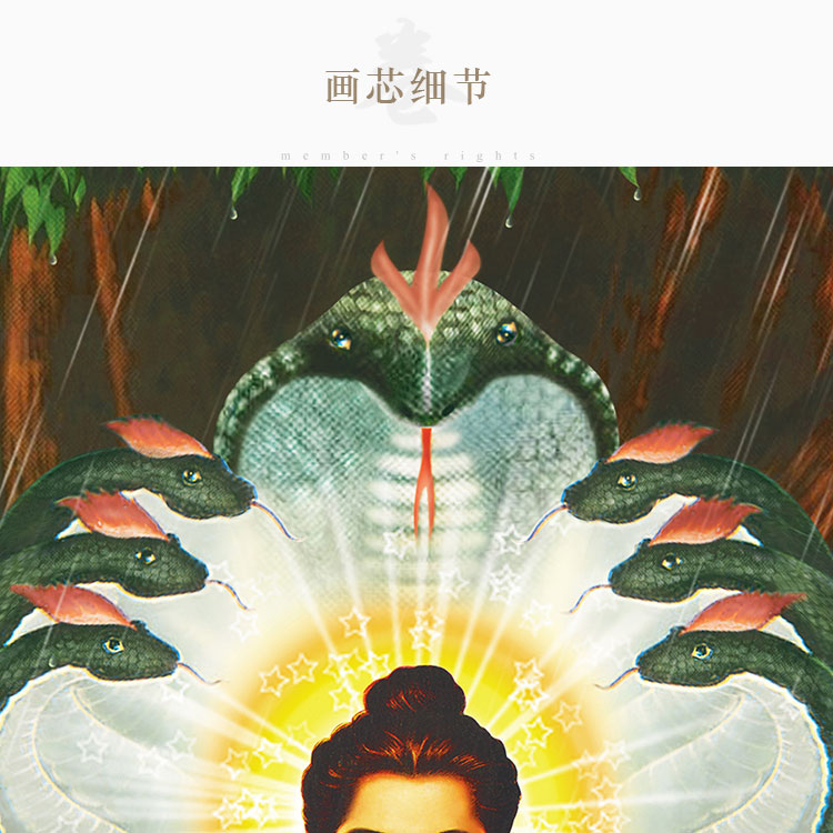 极速菩提树下蛇王挡雨成佛图释迦牟尼佛画像印度佛像画佛堂卷轴-图0