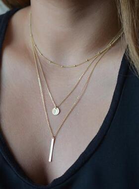 现货Jewelry Sequins Metallic MultLilayer Necklace