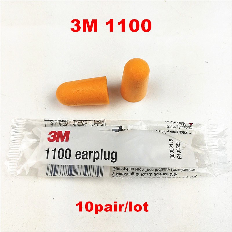 10pairs/lot 3M 1100 Disposable Ear Plug Foam Noise Reducer - 图0