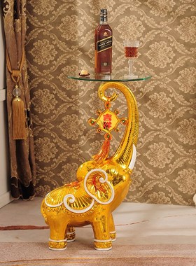 大象落地摆件客厅大型电视柜旁边几新中式金象托盘收纳乔迁新居