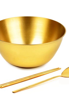 铜碗筷三件套h摆件加厚大小碗家用金饭碗铜钵铜勺子家居客厅摆件