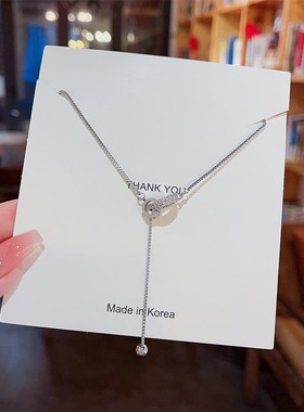 韩国轻奢钛钢珍珠项链女小众v高级设计感ins风百搭气质锁骨链