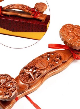 桃木如意摆件木雕摆设桃木中式家居店铺客厅办公室工艺品送人礼品