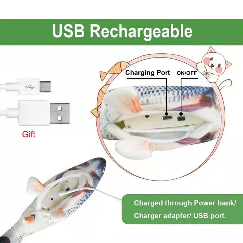 推荐Cat USB Charger Toy Fish Interactive Electric floppy Fis - 图1