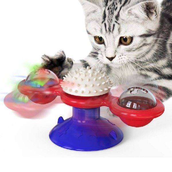 6XDE Glowing Rotnating Windmill Caintp  Toyf or Indoor Cats - 图1