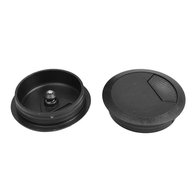 5 Pcs Black 70mm Dia Round Plastic Cable Hole Covers for Com-图2