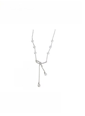 蝴蝶结珍珠流苏项链女2024新款轻奢小H众设计高级感颈链锁骨链饰