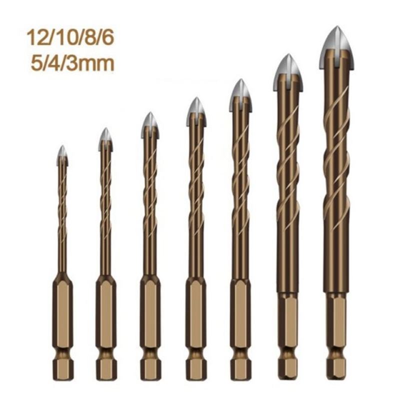 7Pcs Cross Hex Tile Drill Bits SeDt for Glass Ceramic Concre-图0