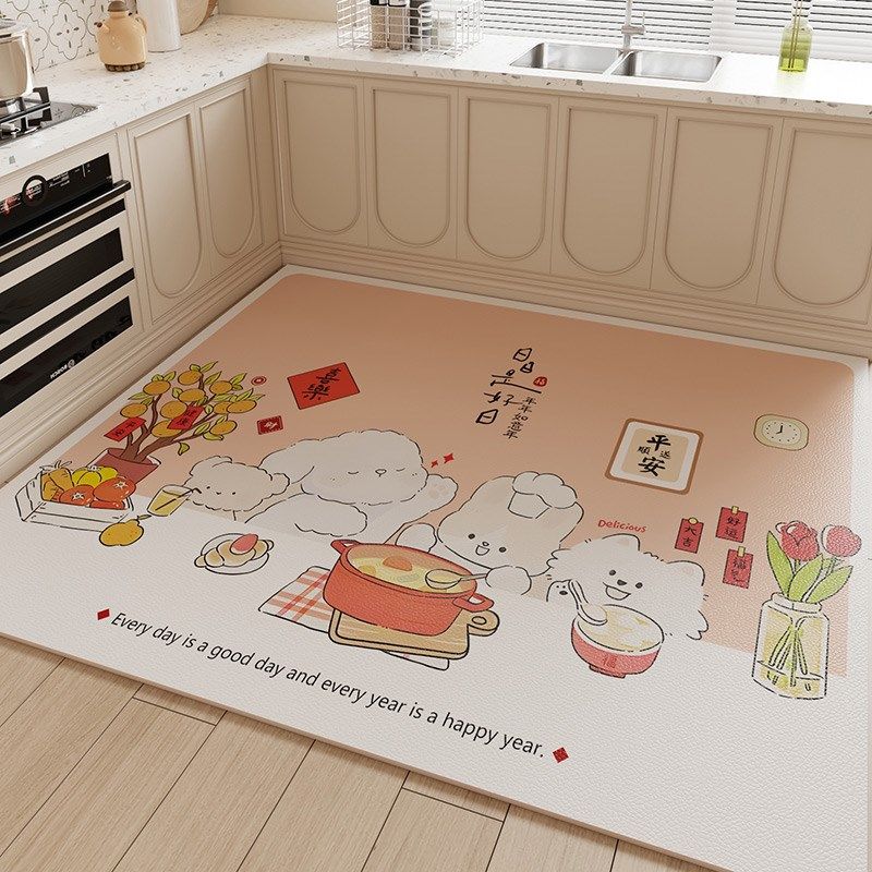 蒸蒸日上厨房地垫防滑防油防水皮革可擦免洗pvc耐脏脚垫家用地毯,淘宝优惠券,粉丝福利购,淘宝优惠卷