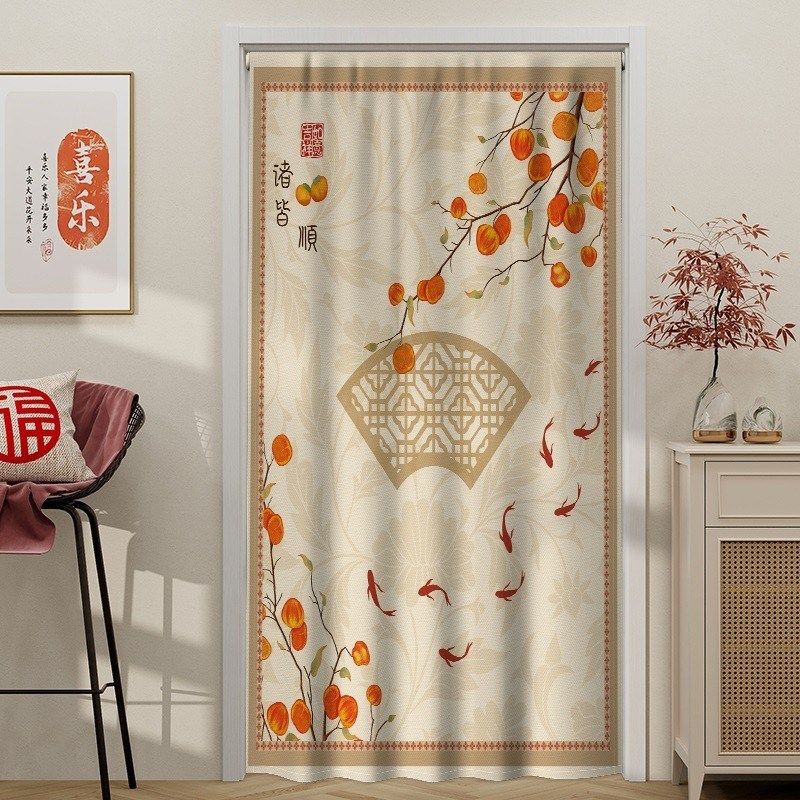 中式门帘厨房家用空调挡风帘子隔断帘厕所卧室免打孔伸缩杆遮挡帘,淘宝优惠券,粉丝福利购,淘宝优惠卷
