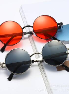 热销New Round Frame Sunglasses Metal tend Punk Sunglasses Re
