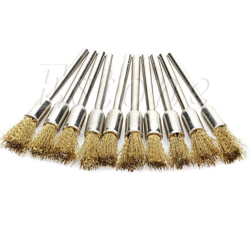 推荐1 Set 10pc Mini Wire Brush Brushes 3mm x 5mm Brass Cup W-图1