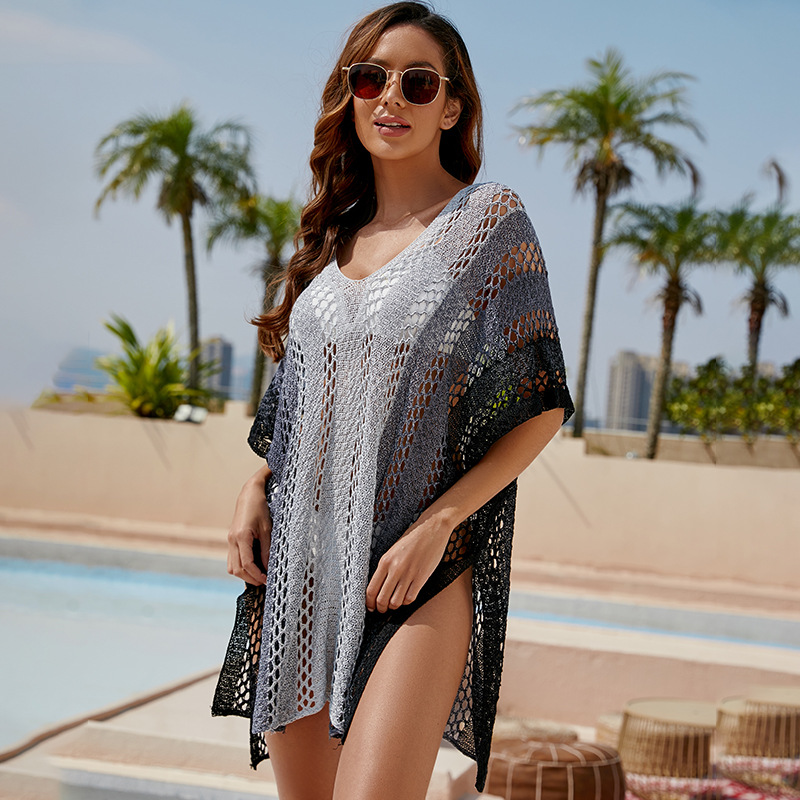 推荐New Knitted Overshirt Color Beach Bikini Swimsuit Sunscr - 图0