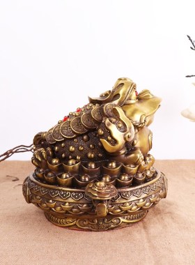 招财金蟾聚宝盆摆件工艺品金蝉玄关办公室收银台三足蟾蜍开业礼品