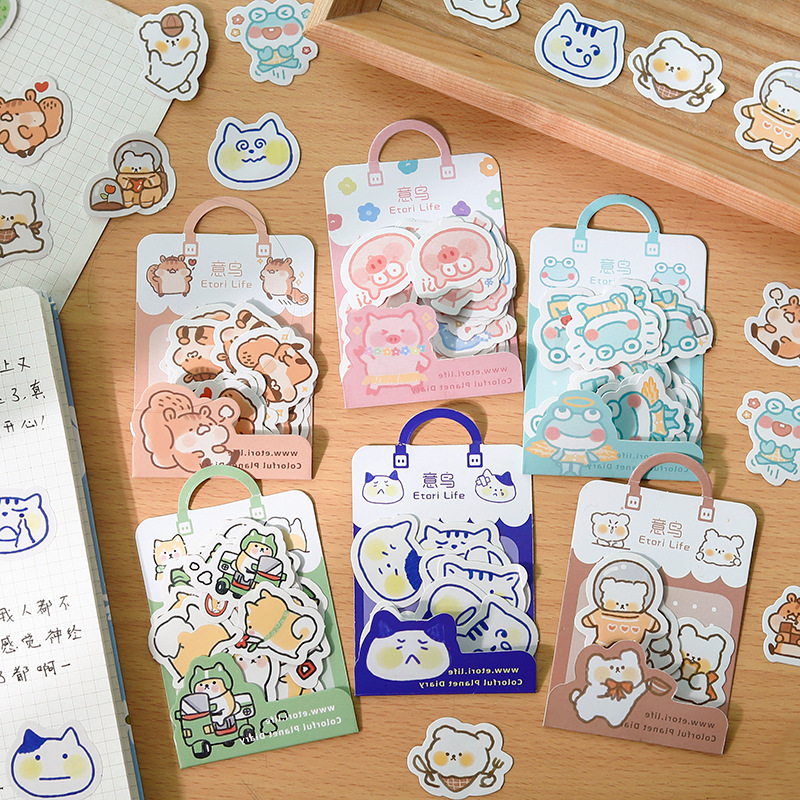 速发40 Pcs/lot Cute Kawaii Animal Paper Cat Box Stickers Cal - 图1