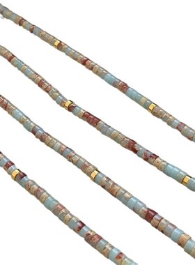 法式复古花纹优化寿山石彩色串珠项链女轻奢小众设计高Z级锁骨颈