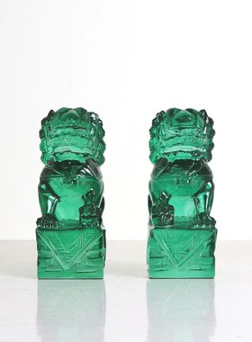 新中式样板房间客厅书房书档摆件对狮书靠书立书桌软装饰品陈设