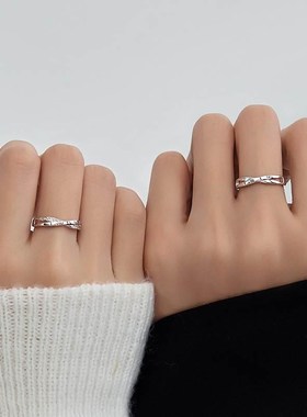 新款高货999纯银莫比乌斯戒指素圈食指戒男女小众高级感情侣对戒