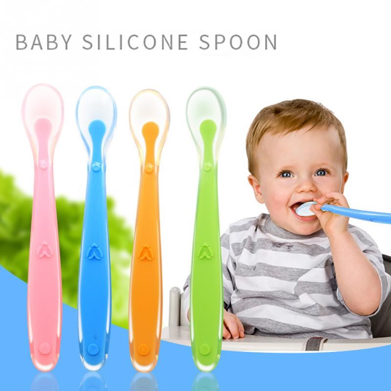 Silicone Baby Soft Soup Spoon Healthy Infant Sensing Tempera - 图1