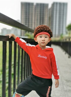 钩针毛线编织个性手工pdiy可爱儿童宝宝爆炸头卷发假发帽子材料包