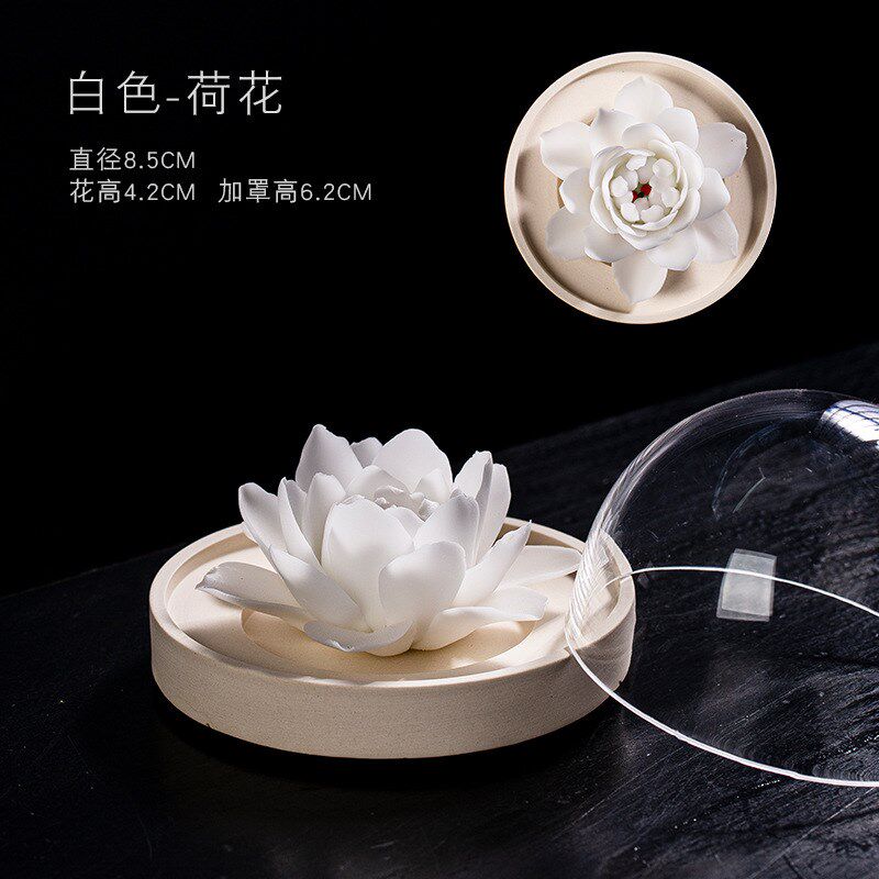 冰种纯手工陶瓷花莲花芍药迷你型客厅书H房办公桌香插扩香器礼品