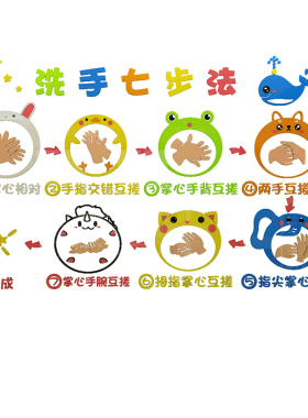 七步洗手法墙贴幼儿园墙面装饰厕所环创主题文化成品环境材料卫生